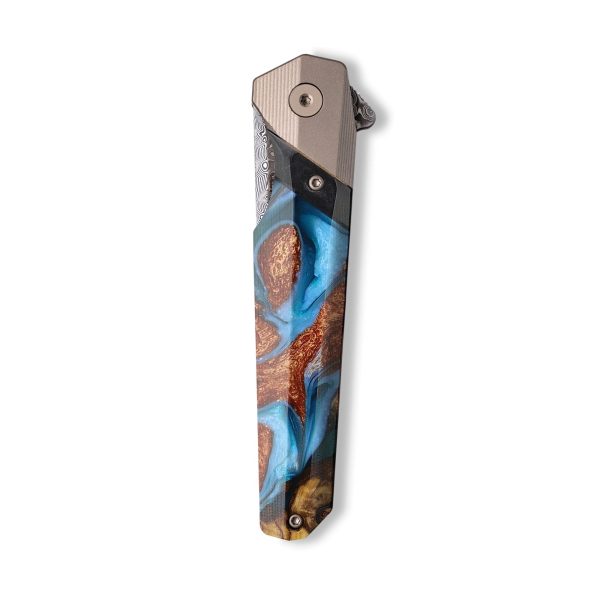 Live Edge Wood+Resin Pocket Knife - Ada (Teal & Gold, 710199) Supply