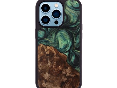 iPhone 14 Pro Wood+Resin Phone Case - Daryl (Green, 708960) Fashion