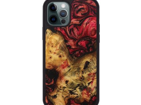 iPhone 12 Pro Wood+Resin Phone Case - Atticus (Red, 706136) For Cheap