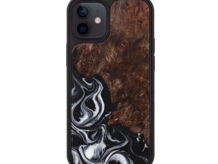 iPhone 12 Wood+Resin Phone Case - Doug (Black & White, 708246) Online