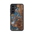 Galaxy S24 Wood+Resin Phone Case - Angelica (Teal & Gold, 708990) Cheap