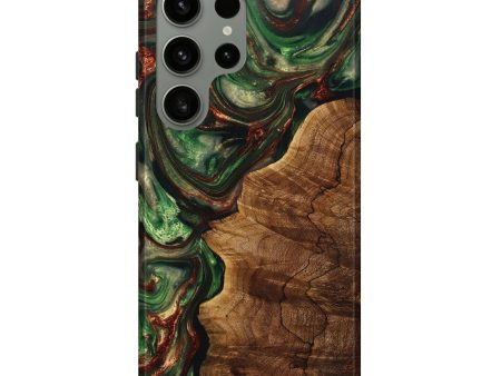 Galaxy S24 Ultra Wood+Resin Live Edge Phone Case - Catalina (Teal & Gold, 708432) Sale