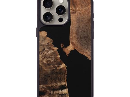 iPhone 15 Pro Max Wood+Resin Phone Case - Bobby (Pure Black, 710265) on Sale