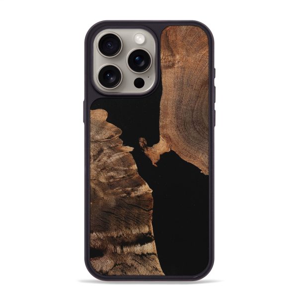 iPhone 15 Pro Max Wood+Resin Phone Case - Bobby (Pure Black, 710265) on Sale