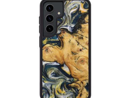 Galaxy S24 Wood+Resin Phone Case - Nevaeh (Teal & Gold, 708812) Cheap