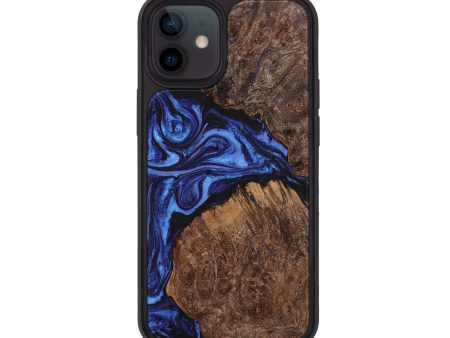 iPhone 12 Wood+Resin Phone Case - Serena (Blue, 708383) Cheap