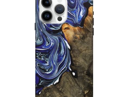 iPhone 15 Pro Max Wood+Resin Live Edge Phone Case - Asher (Blue, 707062) For Sale