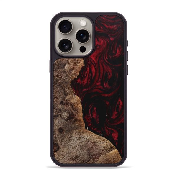 iPhone 15 Pro Max Wood+Resin Phone Case - Tierra (Red, 706985) Cheap