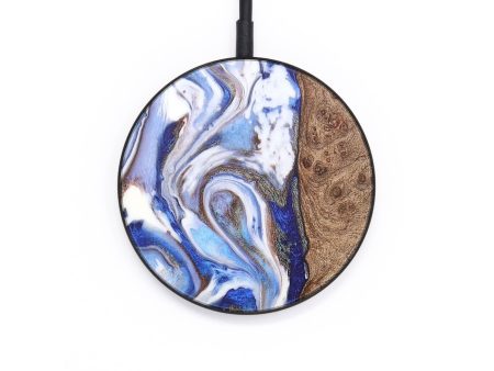 Circle Wood+Resin Wireless Charger - Erin (Blue, 709604) Hot on Sale