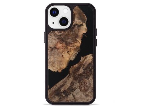 iPhone 13 mini Wood+Resin Phone Case - Eduardo (Pure Black, 708855) For Cheap