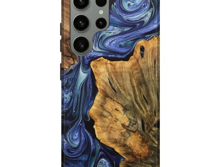 Galaxy S23 Ultra Wood+Resin Live Edge Phone Case - Roxanne (Blue, 707058) on Sale