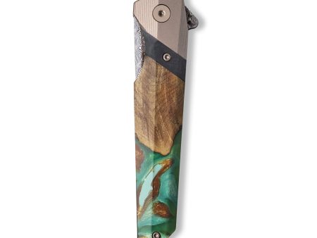 Live Edge Wood+Resin Pocket Knife - Christina (Green, 709366) Fashion