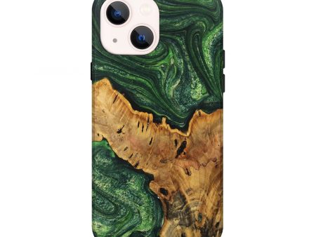 iPhone 13 Wood+Resin Live Edge Phone Case - Wanda (Green, 709841) Discount