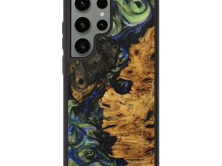 Galaxy S23 Ultra Wood+Resin Phone Case - Kaelyn (Green, 707938) Cheap