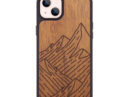 iPhone 14 Plus Wood+Resin Phone Case - Mountain - Mahogany (Curated) on Sale