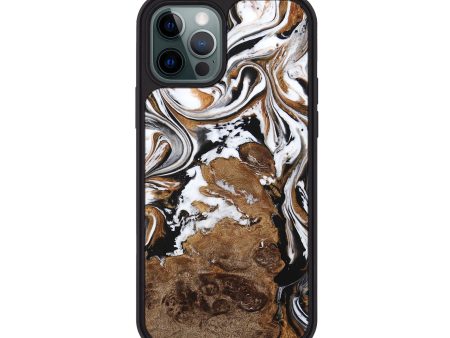 iPhone 12 Pro Wood+Resin Phone Case - Charlotte (Black & White, 709438) Online Hot Sale