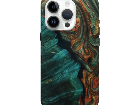 iPhone 15 Pro Wood+Resin Live Edge Phone Case - Elsie (Green, 709834) For Discount