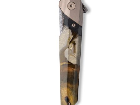 Live Edge Wood+Resin Pocket Knife - Daphne (Black & White, 710182) Cheap