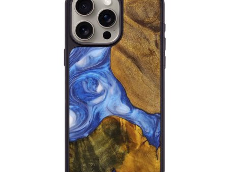 iPhone 15 Pro Max Wood+Resin Phone Case - Candace (Blue, 708259) Discount