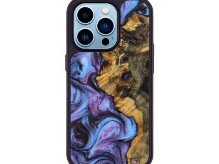 iPhone 14 Pro Wood+Resin Phone Case - Charlotte (Purple, 710383) For Discount