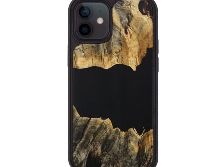 iPhone 12 Wood+Resin Phone Case - Ximena (Pure Black, 707861) Cheap