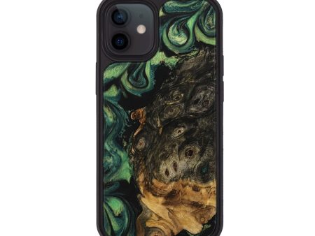 iPhone 12 Wood+Resin Phone Case - Jayla (Green, 709634) For Sale