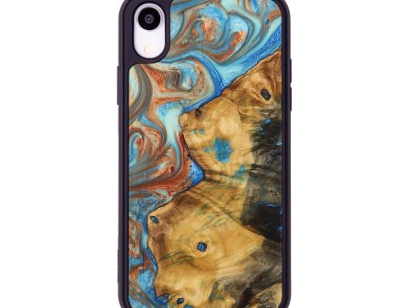 iPhone Xr Wood+Resin Phone Case - Nathaniel (Teal & Gold, 710089) Online now