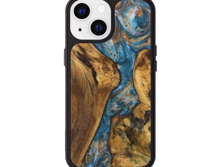 iPhone 13 Wood+Resin Phone Case - Maverick (Teal & Gold, 708996) Online Sale