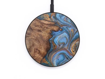 Circle Wood+Resin Wireless Charger - Cadence (Teal & Gold, 706770) Hot on Sale