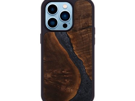 iPhone 14 Pro Wood+Resin Phone Case - Candice (Pure Black, 705560) For Cheap