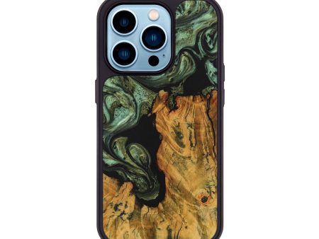 iPhone 14 Pro Wood+Resin Phone Case - Tanya (Green, 707916) Online