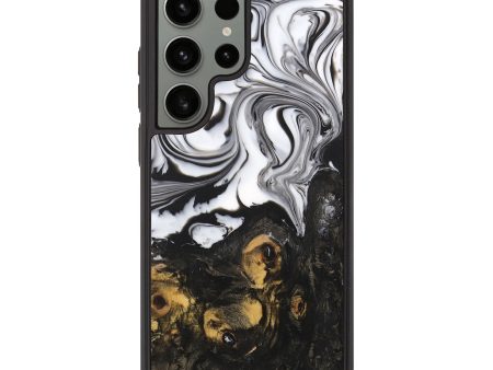 Galaxy S23 Ultra Wood+Resin Phone Case - Everett (Black & White, 710339) For Sale