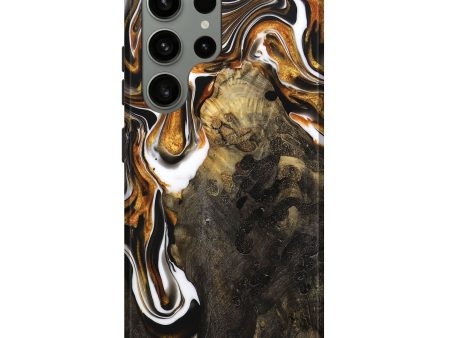 Galaxy S23 Ultra Wood+Resin Live Edge Phone Case - Chandler (Black & White, 708891) Cheap