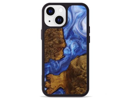 iPhone 13 mini Wood+Resin Phone Case - Samara (Blue, 708274) For Sale