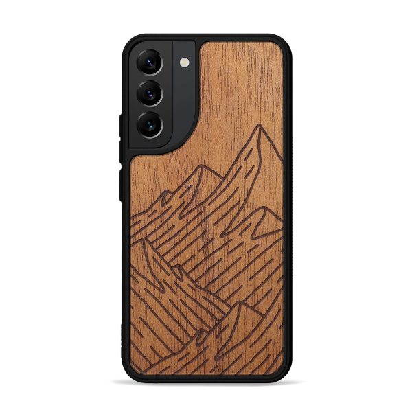 Galaxy S22 Plus Wood+Resin Phone Case - Mountain - Mahogany (Curated) Supply