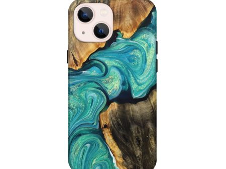 iPhone 13 mini Wood+Resin Live Edge Phone Case - Haley (Green, 709840) For Discount