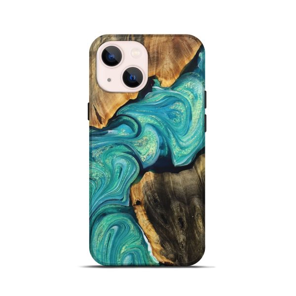 iPhone 13 mini Wood+Resin Live Edge Phone Case - Haley (Green, 709840) For Discount