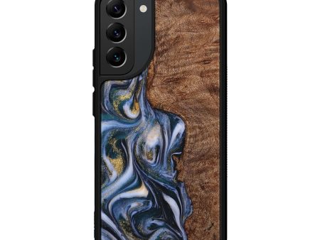 Galaxy S22 Plus Wood+Resin Phone Case - Lori (Teal & Gold, 710063) on Sale