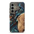 Galaxy S24 Plus Wood+Resin Live Edge Phone Case - Palmer (Teal & Gold, 707064) Discount