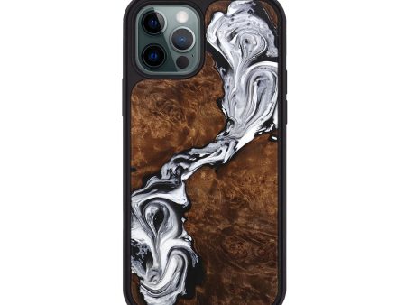 iPhone 12 Pro Wood+Resin Phone Case - Theresa (Black & White, 707109) For Discount