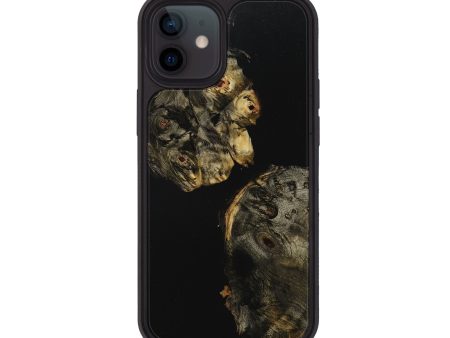 iPhone 12 Wood+Resin Phone Case - Terrell (Pure Black, 709485) For Sale