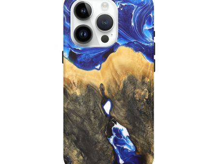 iPhone 15 Pro Wood+Resin Live Edge Phone Case - Dorothea (Blue, 710438) on Sale