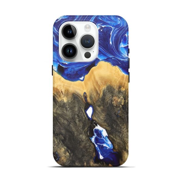 iPhone 15 Pro Wood+Resin Live Edge Phone Case - Dorothea (Blue, 710438) on Sale