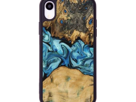 iPhone Xr Wood+Resin Phone Case - Evie (Blue, 707869) For Sale