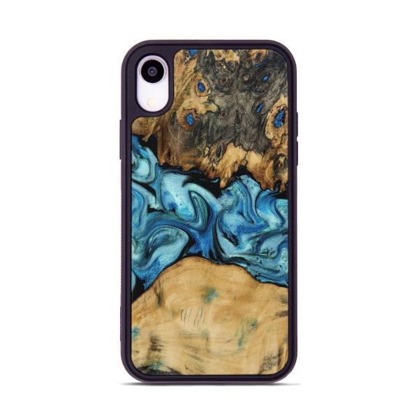 iPhone Xr Wood+Resin Phone Case - Evie (Blue, 707869) For Sale