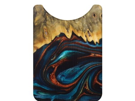 Live Edge Wood+Resin Wallet - Monique (Teal & Gold, 710481) on Sale