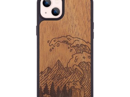 iPhone 14 Plus Wood+Resin Phone Case - Wave - Mahogany (Curated) For Sale