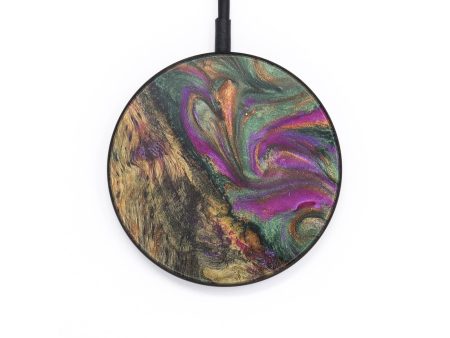 Circle Wood+Resin Wireless Charger - Ainsley (Teal & Gold, 709582) Fashion