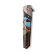 Live Edge Wood+Resin Pocket Knife - Jason (Teal & Gold, 710203) For Sale