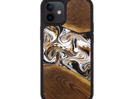 iPhone 12 Wood+Resin Phone Case - Bernard (Black & White, 707112) For Discount